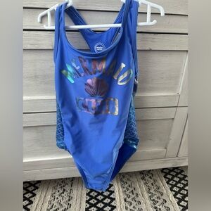 Gorgeous Blue Mermaid Club One Piece Swimsuit with Metallic Scales
Size XS  4-5